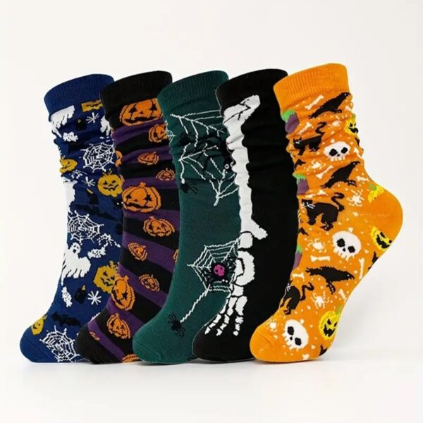 Women And Mens Funny Halloween Socks Adults Skeleton Dress Socks Spider Web Skull Crew Socks Novelty Halloween Gift - Image 4