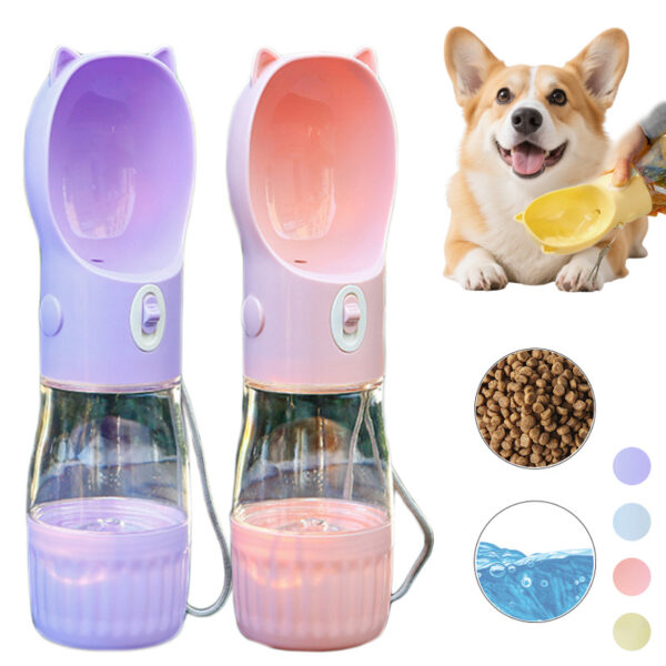 2-in-1 Portable Dog Water & Food Bottle – Leak-Proof Outdoor Pet Feeder for Dogs & Cats